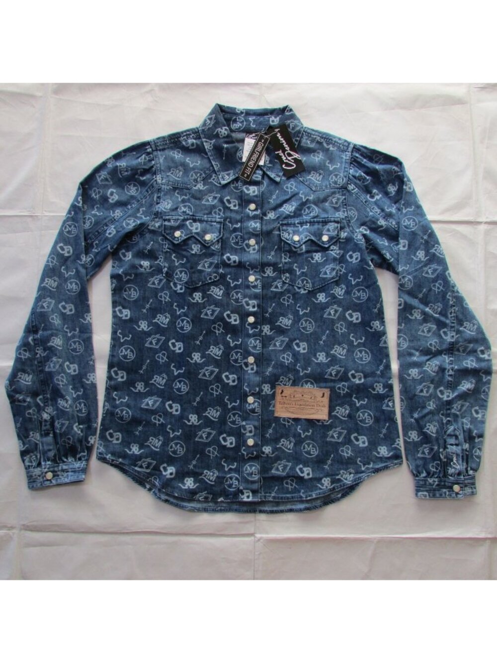 Cruel Denim Women's Girlfriend Fit Long Sleeve Western Brand Print Snap Shirt In
